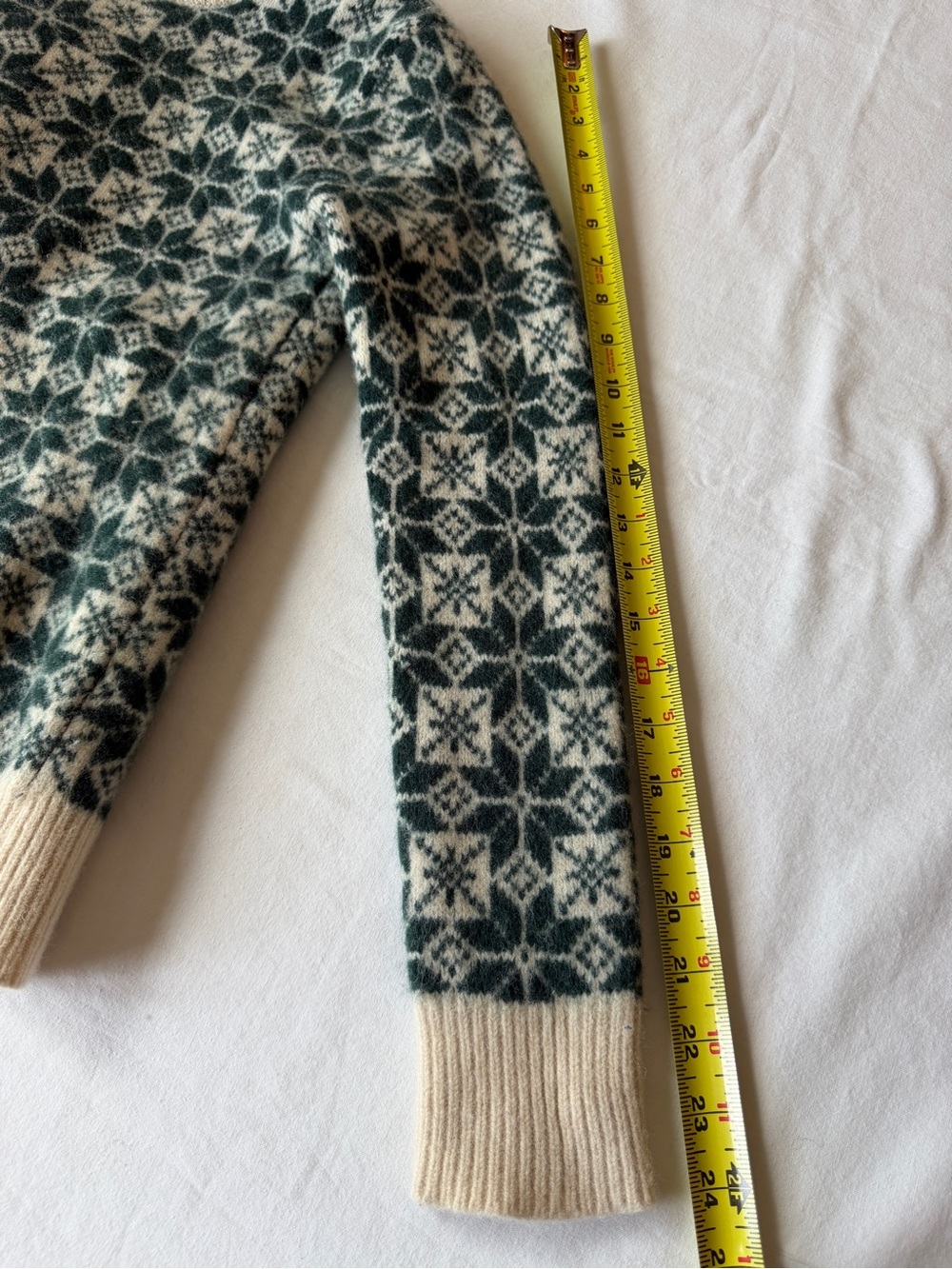 J. Crew Cream and Forest Green Fair Isle Crewneck Sweater - Picture 8 of 9